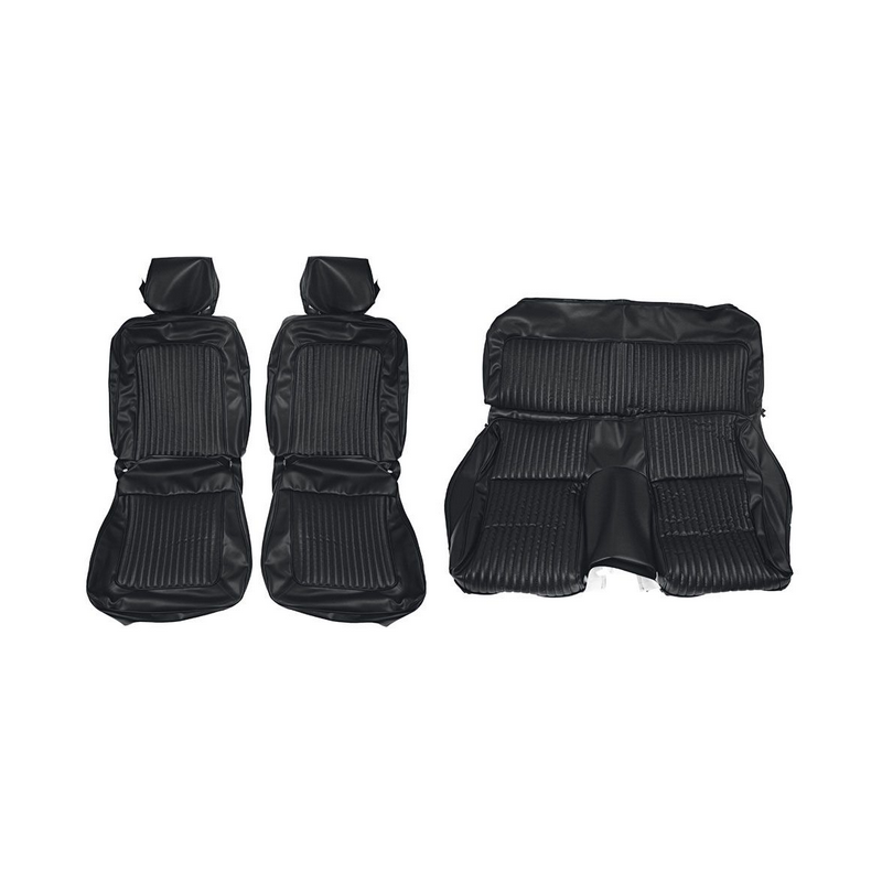 Potahy sedadel, komplet set - přední sedadla a zadní lavice, fastback, černé, standard 69 Potahy sedadel, komplet set - přední sedadla a zadní lavice, fastback, černé, standard 69