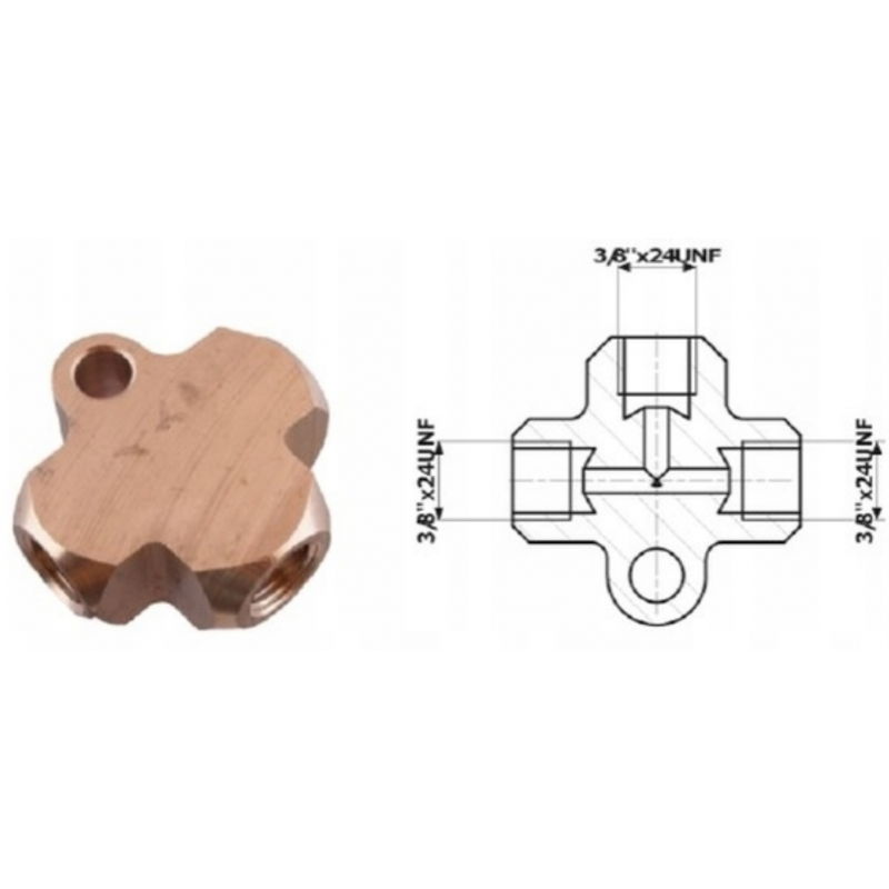 3 way brake line tube connector 3/8"