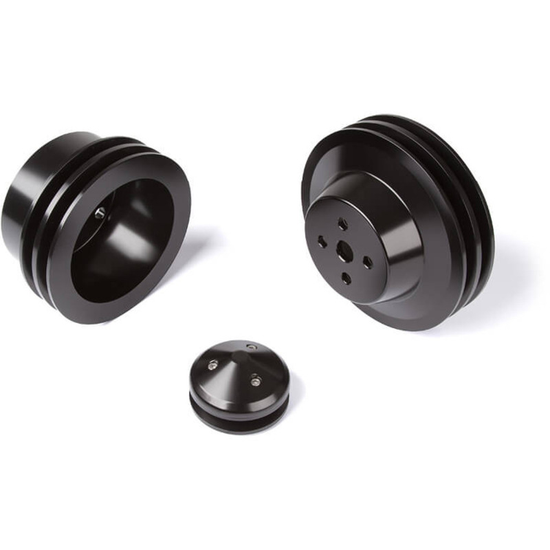 Pulley Kit Billet 2V WP / 2V Crank, 3 Bolt, Underdrive, Black 64-69 Pulley Kit Billet 2V WP / 2V Crank, 3 Bolt, Underdrive, Black 64-69