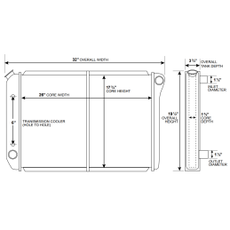 Radiator Cooper/Brass 26" 3-Row L6/302/351/429 ACP 71-73