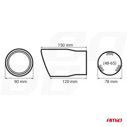 Koncovka výfuku 3" pro trubku 48-65mm Šikmá